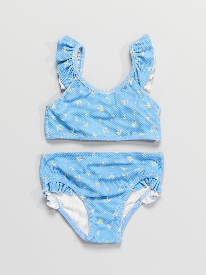 Maillot de bain 2 pièces en nid d'abeille Bleu - Kiabi