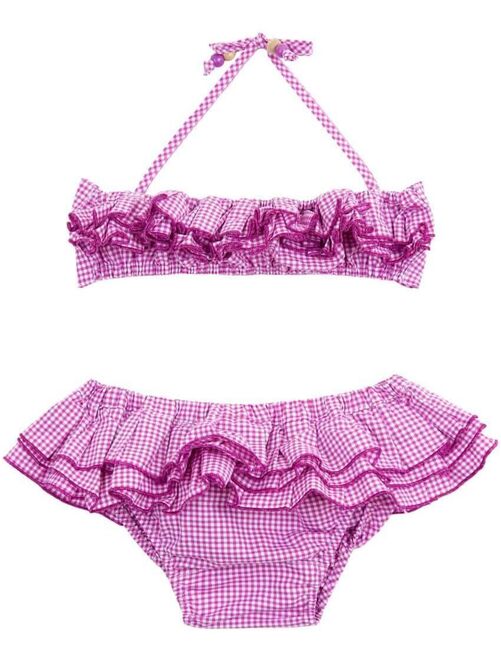 Maillot de Bain 2 Pièces Fille  Carrx Vichy Violet  SWAN - La Faute à Voltaire - Kiabi