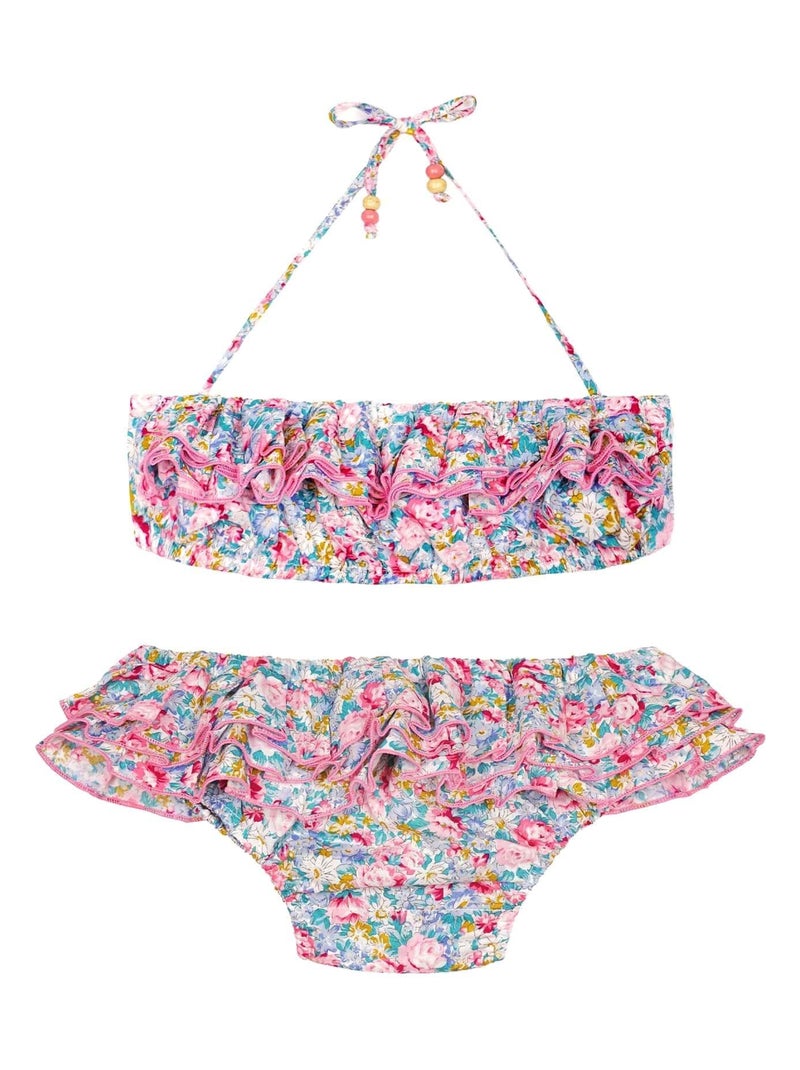 Maillot de Bain 2 pièces Fille  Volants Liberty Rose Bleu  SWAN - 'LA FAUTE A VOLTAIRE' Bleu Rose clair Bleu - Kiabi