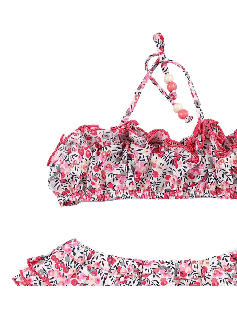 Maillot de Bain 2 pièces   Fleuri Liberty   SWAN - La Faute à Voltaire Blanc Rose clair Gris - Kiabi