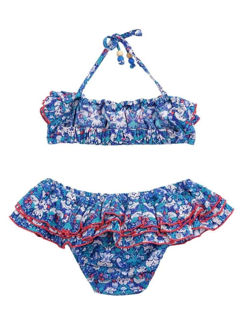 Maillot de Bain 2 Pièces   Fleuri Liberty /  SWAN - La Faute à Voltaire Bleu - Kiabi