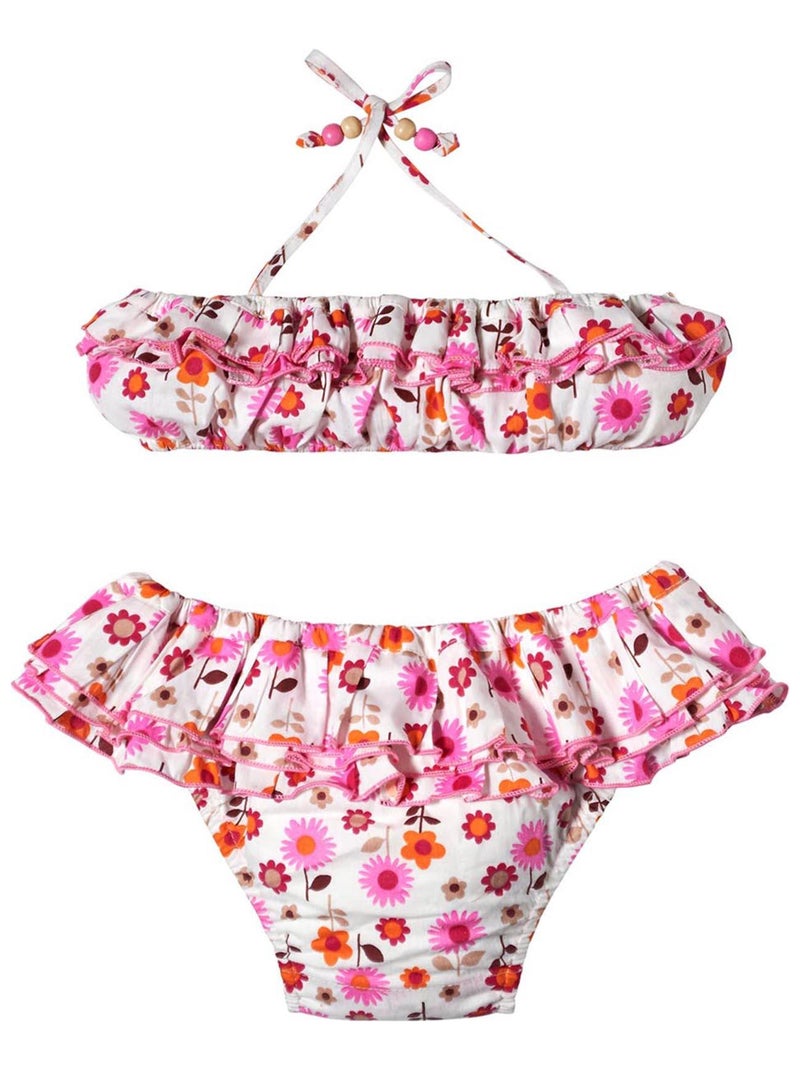 Maillot de bain 2 pièces     fleuri    SWAN - 'LA FAUTE A VOLTAIRE' Blanc Rose - Kiabi