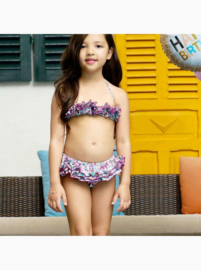 Maillot de Bain 2 Pièces   Fleuri  &   SWAN - La Faute à Voltaire Violet - Kiabi