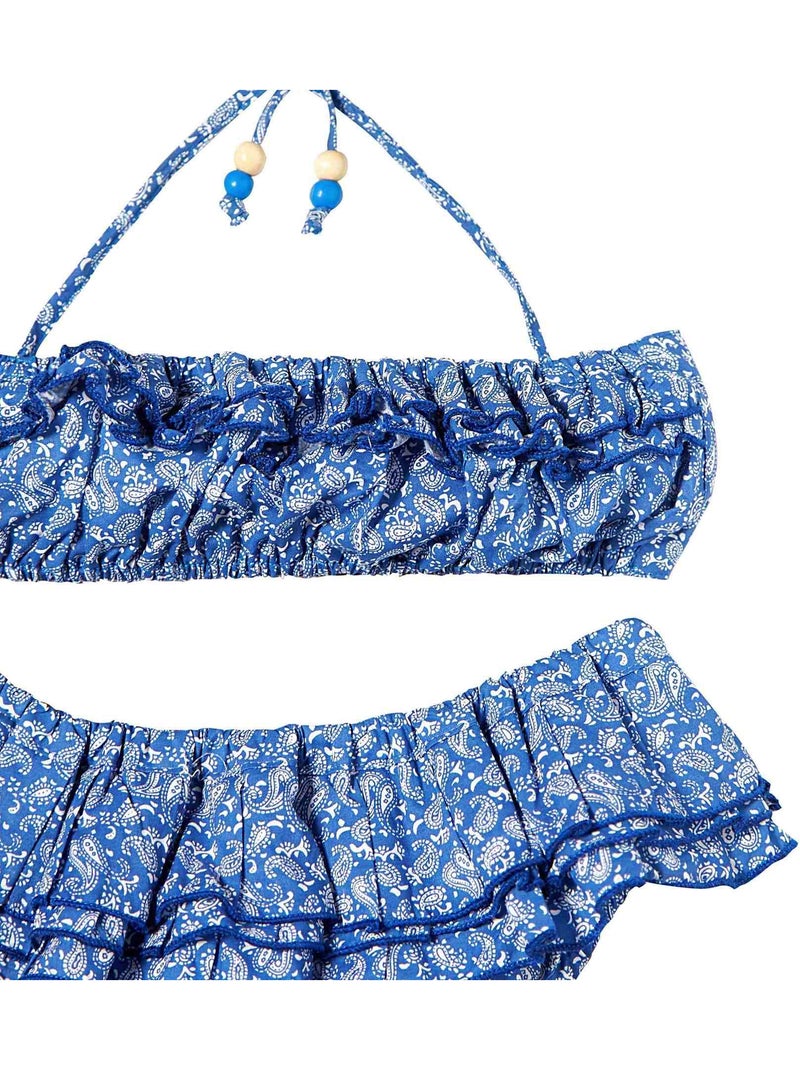 Maillot de Bain 2 Pièces   imprimé Cachemire  SWAN - La Faute à Voltaire Bleu Bleu marine Blanc - Kiabi