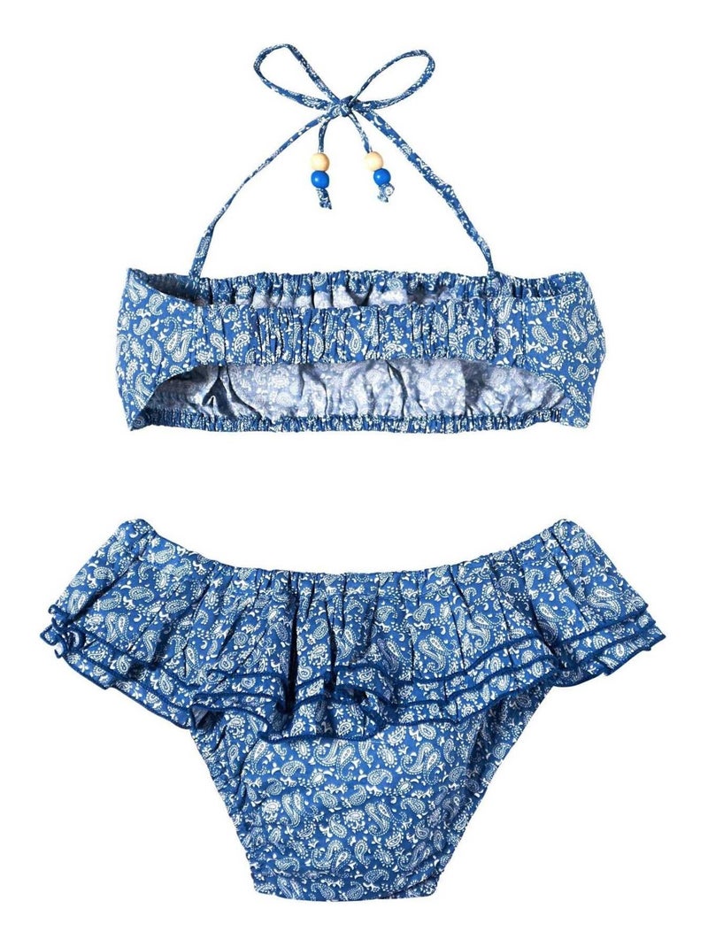 Maillot de Bain 2 Pièces   imprimé Cachemire  SWAN - La Faute à Voltaire Bleu Bleu marine Blanc - Kiabi