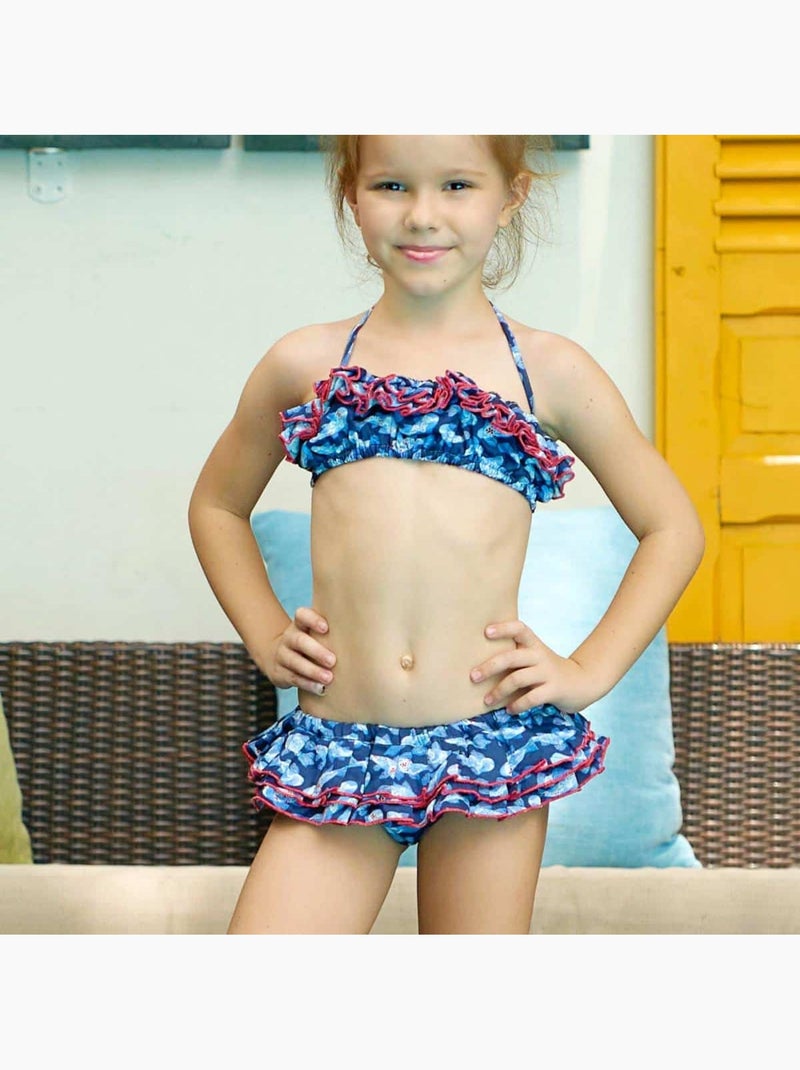 Maillot de Bain 2 Pièces   imprimé Poissons Koi   SWAN - La Faute à Voltaire Bleu - Kiabi