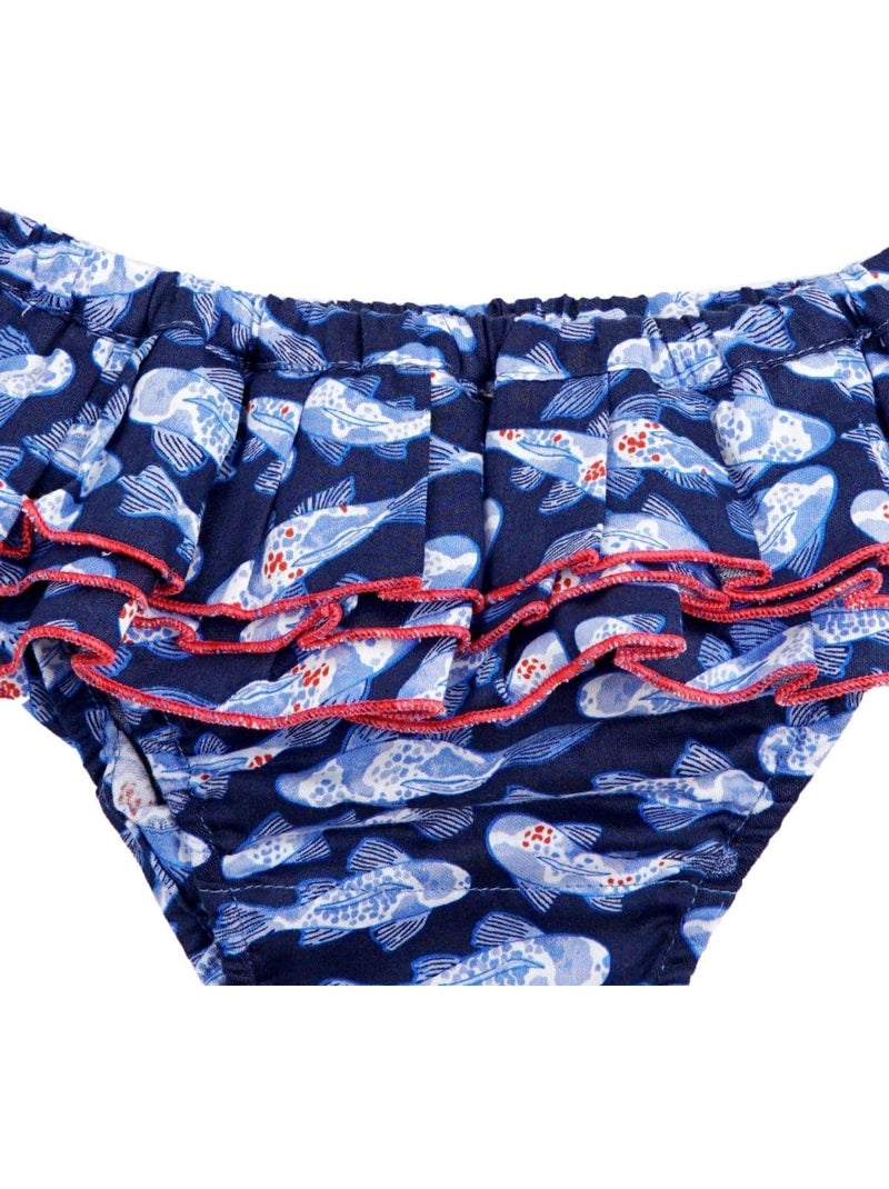 Maillot de Bain 2 Pièces   imprimé Poissons Koi   SWAN - La Faute à Voltaire Bleu - Kiabi