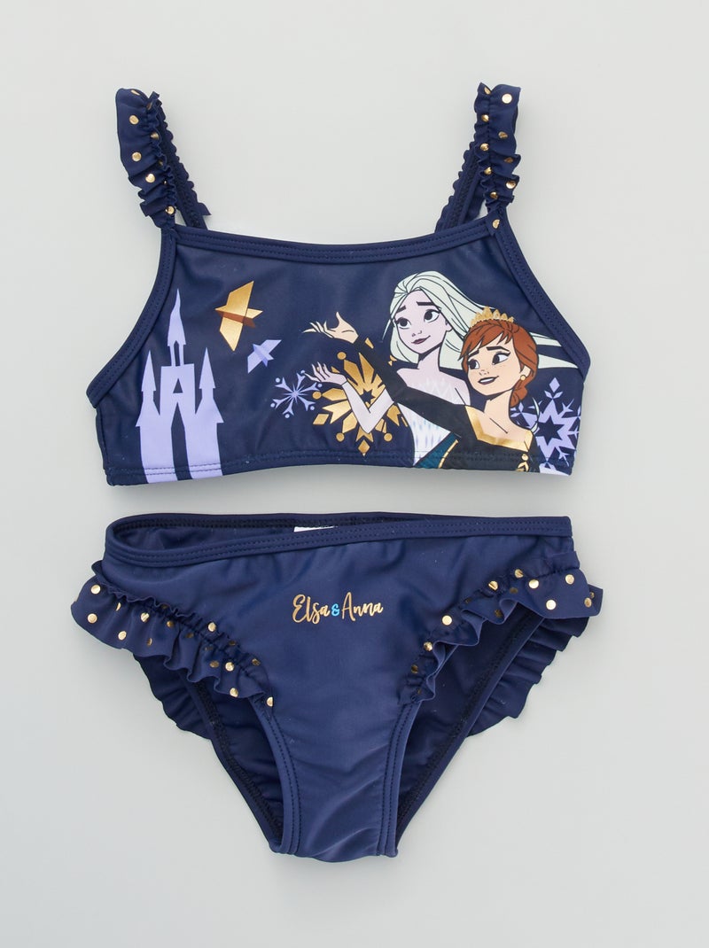 Maillot de bain 2 pièces 'La Reine des Neiges' bleu marine - Kiabi