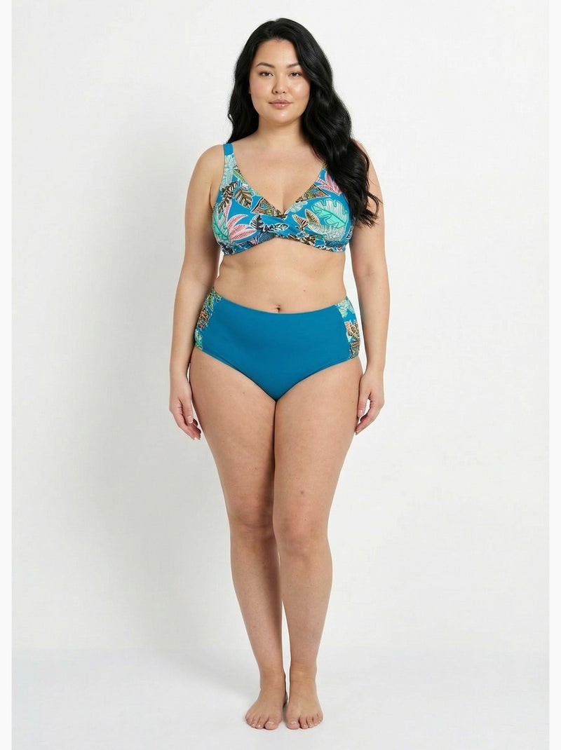 Maillot de bain 2 pièces motif exotique - AFIBEL Bleu - Kiabi