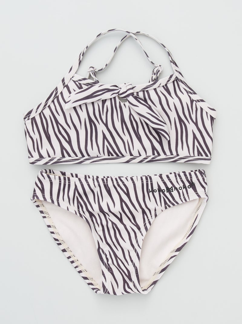 Maillot de bain 2 pièces noir/blanc - Kiabi