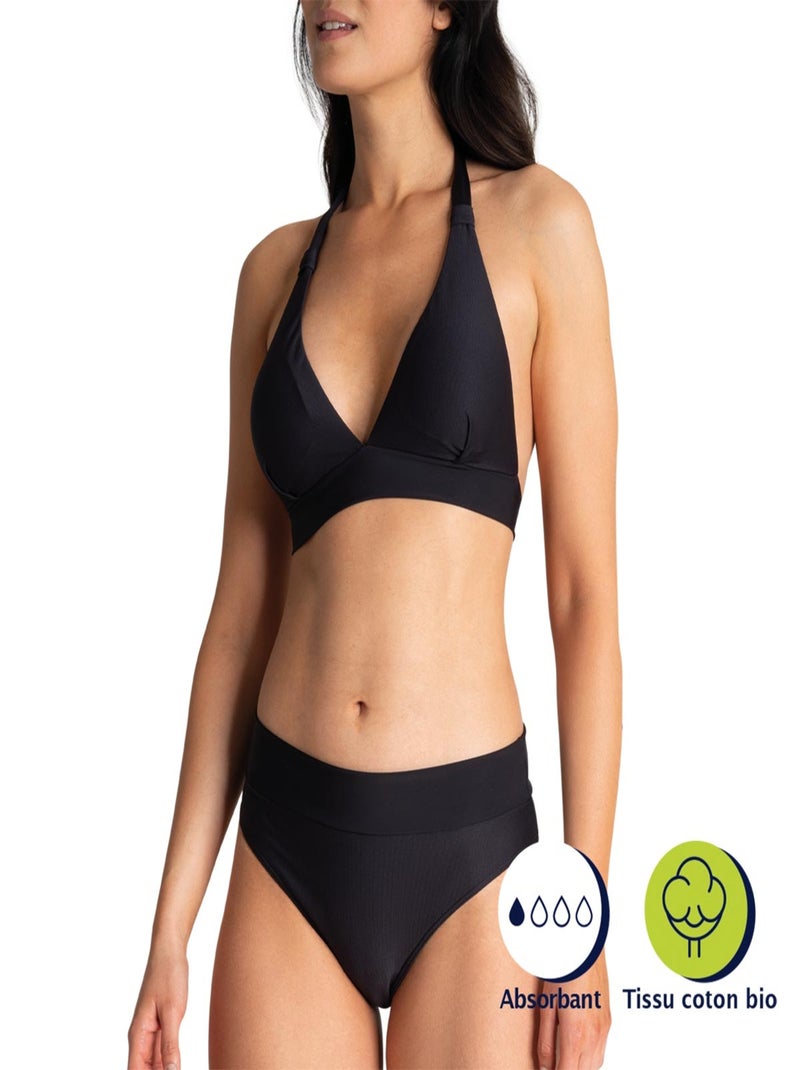 Maillot de bain 2 pièces pour règles femme Athena Noir - Kiabi