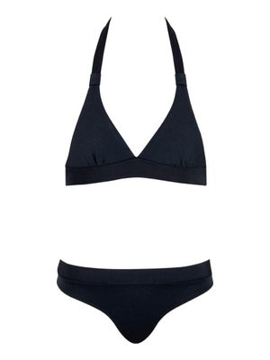Maillot De Bain 2 Pièces Pour Fille - Haut Col En V Avec Bretelles Réglables, Bas Taille Haute, 92% Polyester 8% élasthanne