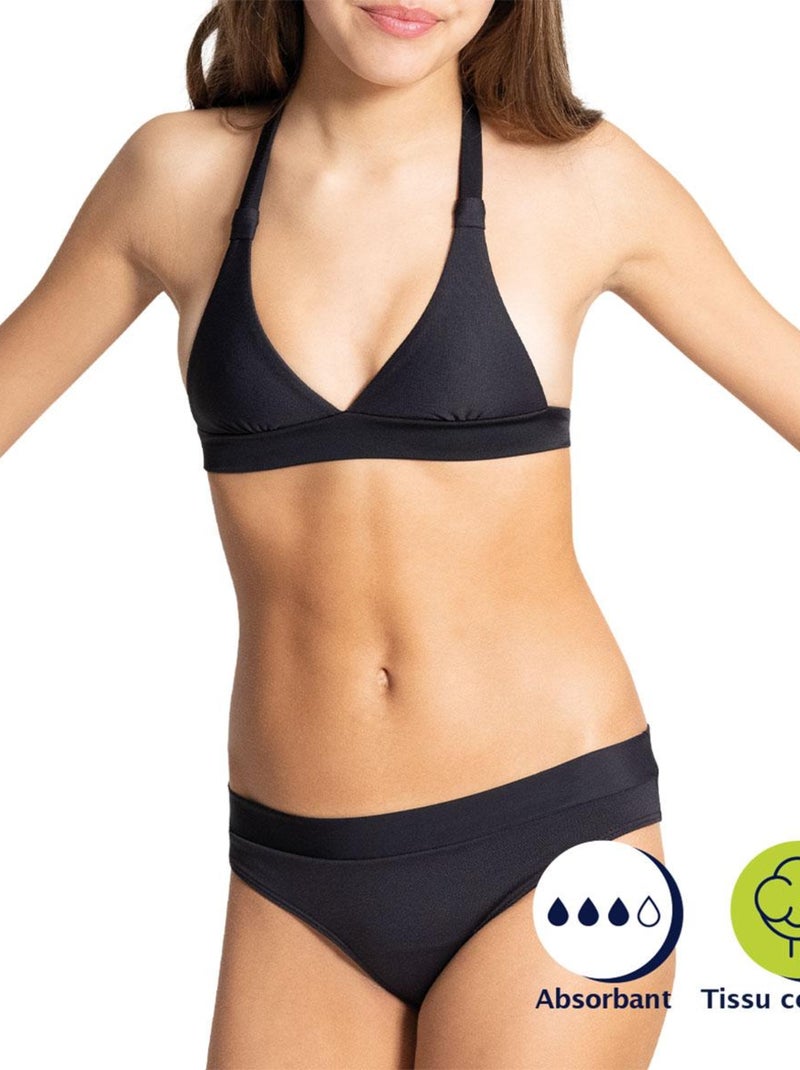 Maillot de bain 2 pièces pour règles fille Noir - Kiabi