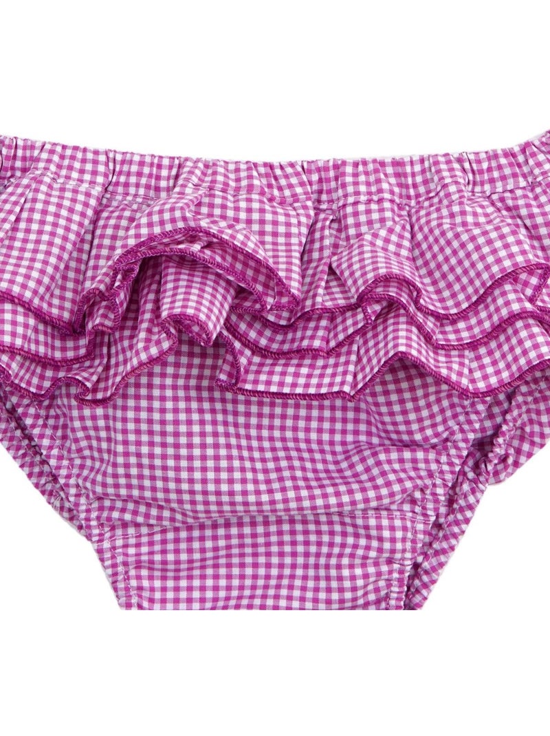 Maillot de Bain 2 Pièces Vichy   à Volant  SWAN - La Faute à Voltaire Violet - Kiabi