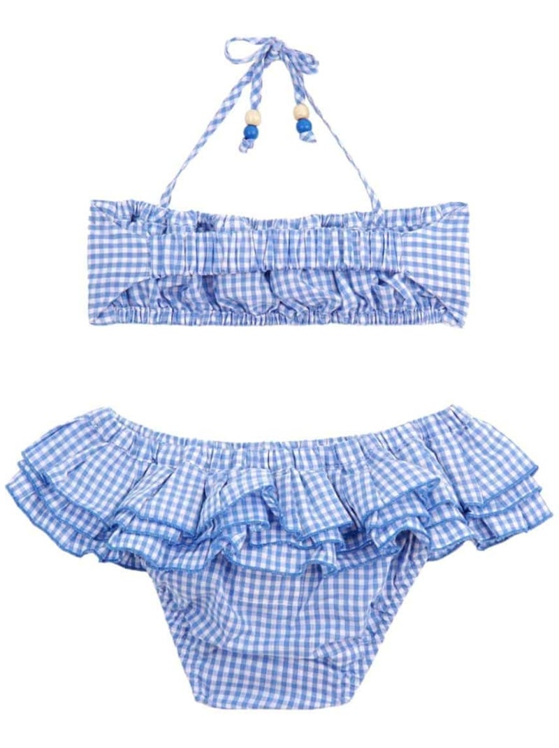 Maillot de Bain  2 Pièces Vichy   SWAN - La Faute à Voltaire Bleu - Kiabi