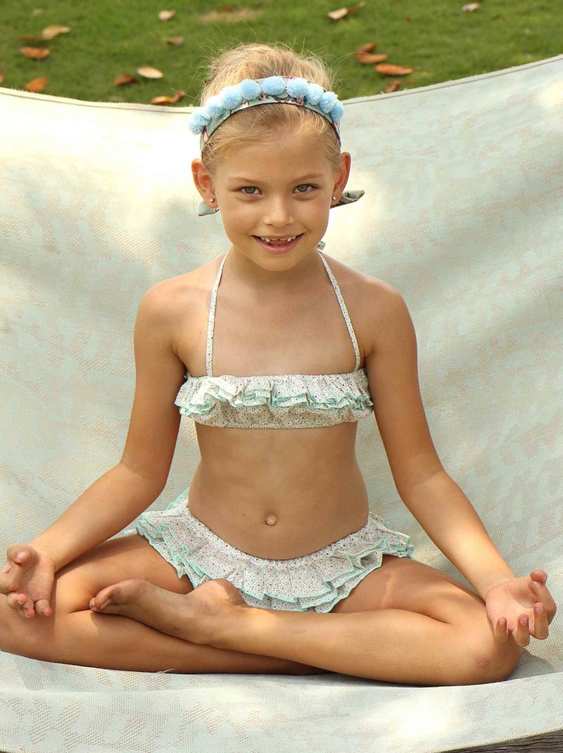 Maillot de Bain 2 Pièces   Volants Fleuri Liberty   SWAN - La Faute à Voltaire Beige/Vert - Kiabi