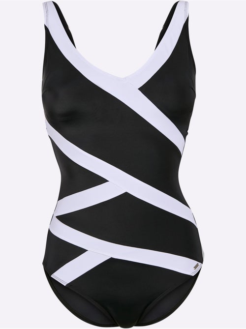 Maillot de bain à bretelles réglables avec empiècements contrastés et dos uni - Bonnet D - Witt - Kiabi