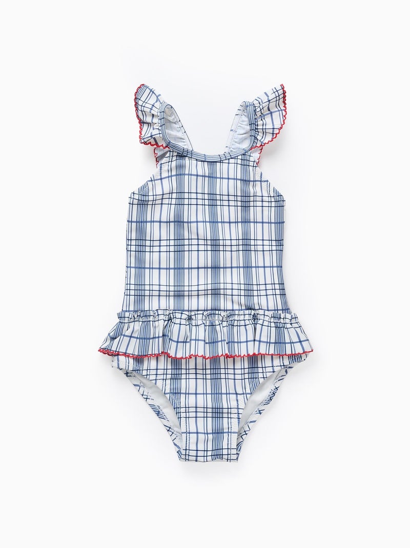 Maillot de Bain à Carreaux Blanc - Kiabi