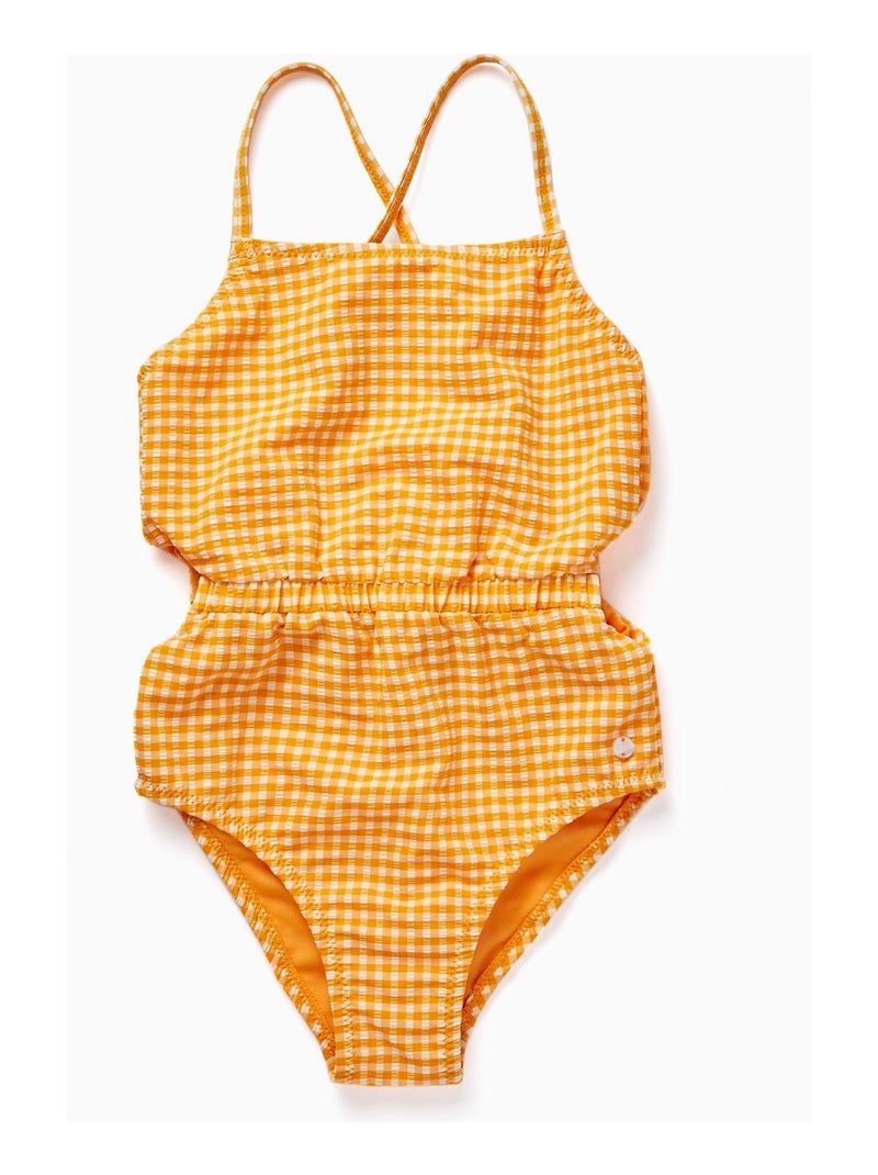 Maillot de bain à carreaux Vichy jaune et blanc pour fille Jaune foncé - Kiabi