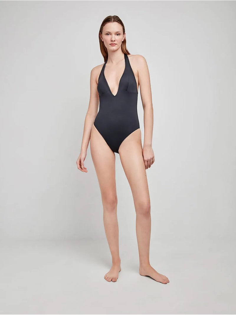 Maillot de bain à col halter Noir - Kiabi