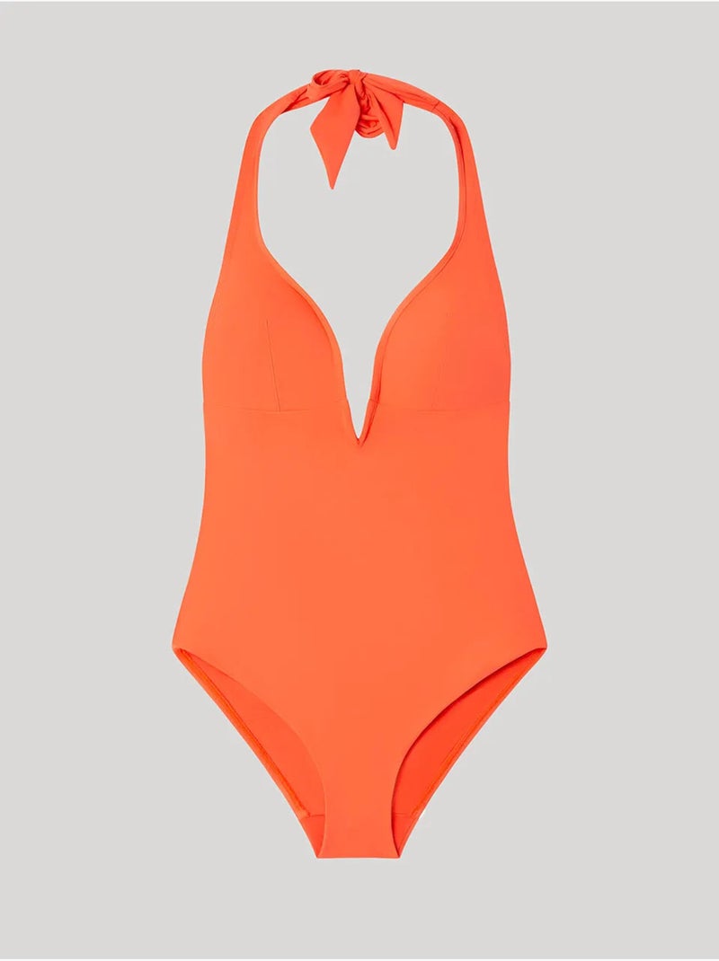 Maillot de bain à col halter Orange - Kiabi