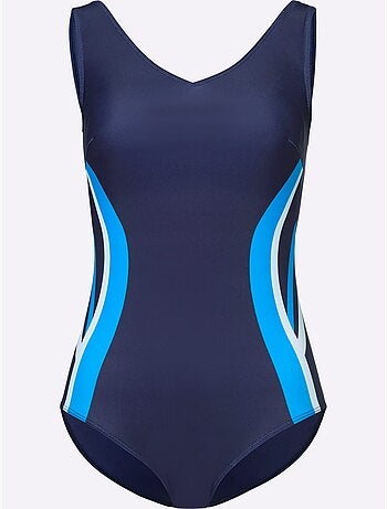 Maillot de bain à col V avec motif sportif et affinant - Bonnet C - Moda Vilona