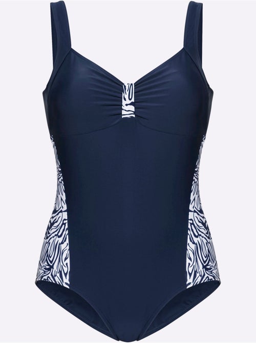 Maillot de bain à décolleté en V avec empiècements zèbre - Bonnet B - Moda Vilona - Kiabi