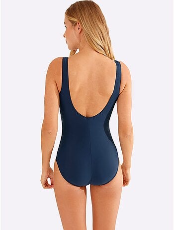 Maillot de bain avec décolleté en V et empiècements zèbre - Bonnet C - Moda Vilona