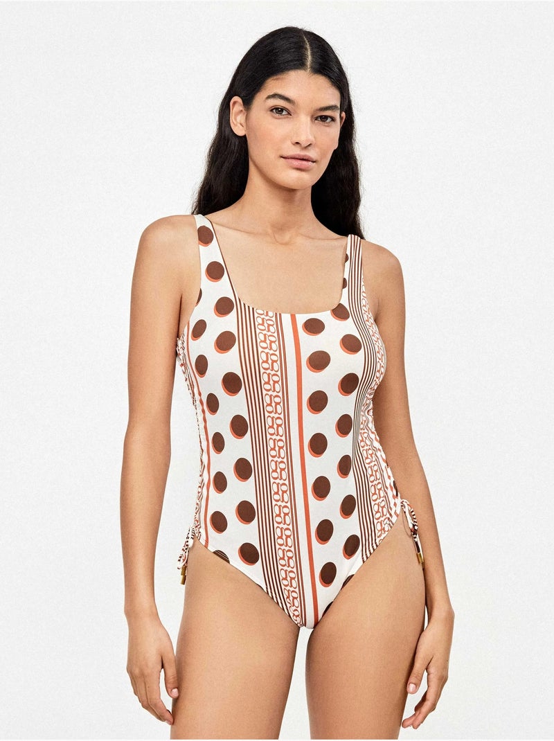Maillot de bain à encolure carrée avec imprimé géométrique Multicolore - Kiabi