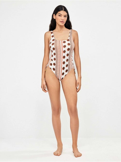 Maillot de bain à encolure carrée avec imprimé géométrique - Kiabi Maillot de bain à encolure carrée avec imprimé géométrique - Kiabi
