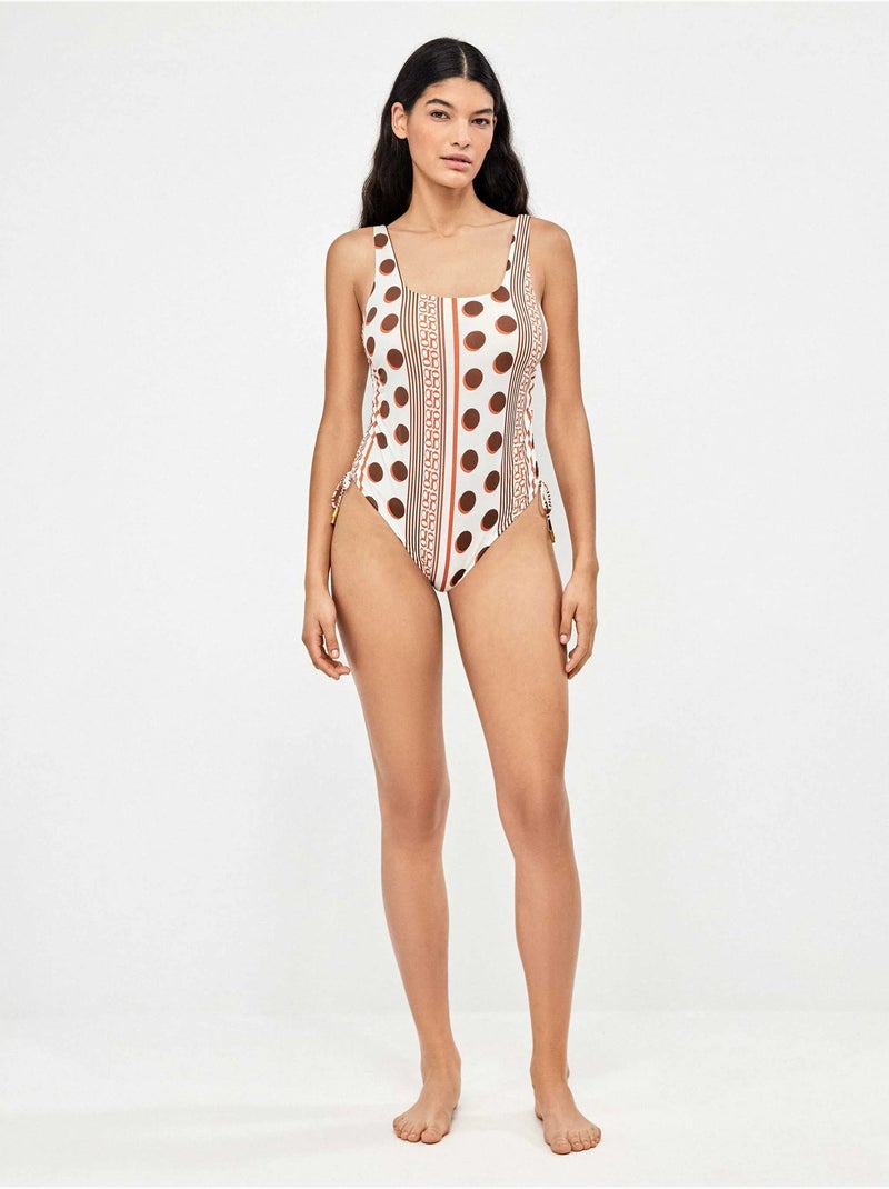 Maillot de bain à encolure carrée avec imprimé géométrique Multicolore - Kiabi