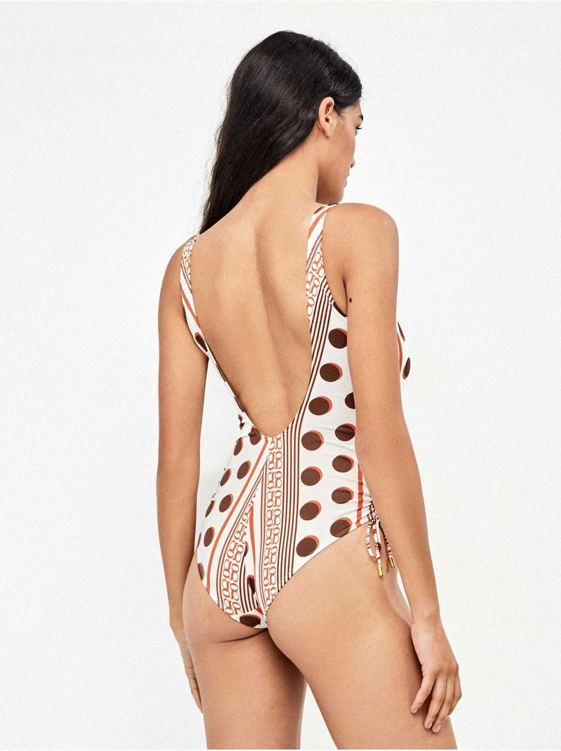 Maillot de bain à encolure carrée avec imprimé géométrique Multicolore - Kiabi