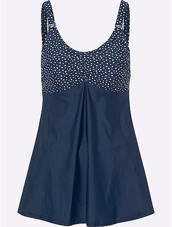 Maillot de bain à encolure ronde avec bretelles réglables et fronces - Bonnet D - Moda Vilona