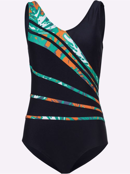 Maillot de bain à encolure V avec empiècements imprimés et bonnets souples - Bonnet D - Moda Vilona - Kiabi