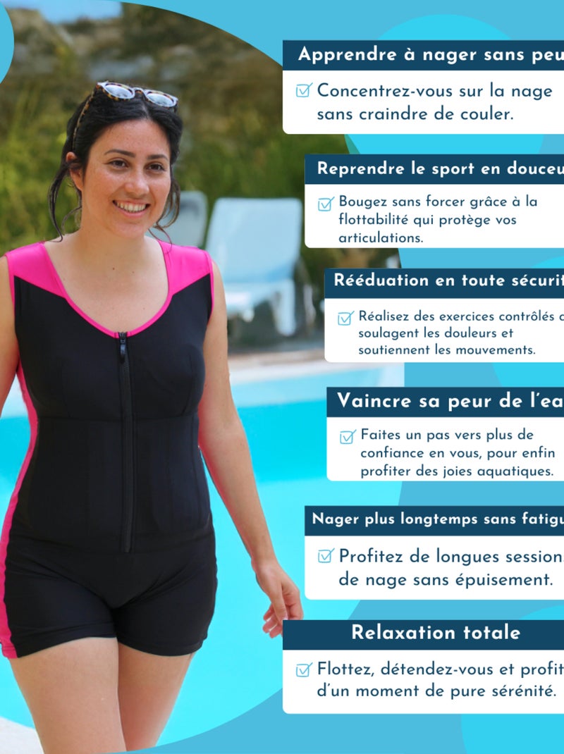 Maillot de bain à flottaison intégrée pour Femmes Noir Rose - Kiabi