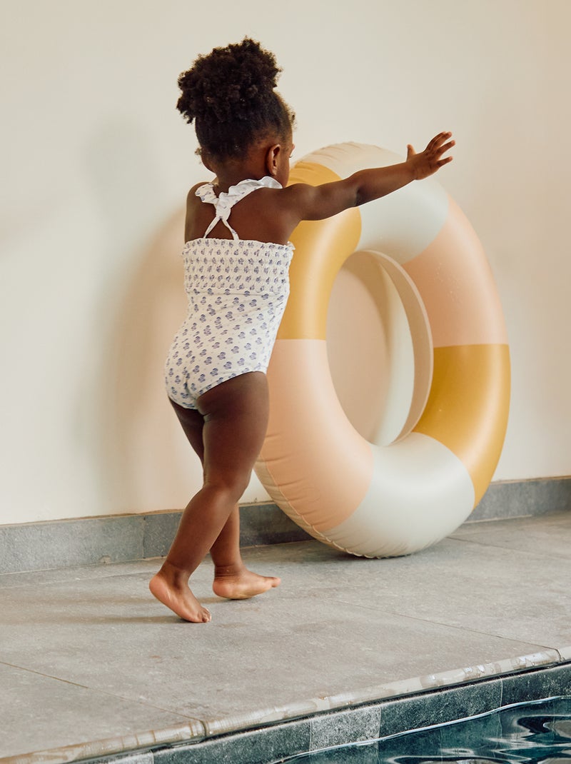 Maillot de bain à imprimé avec volants - 1 pièce BLANC - Kiabi