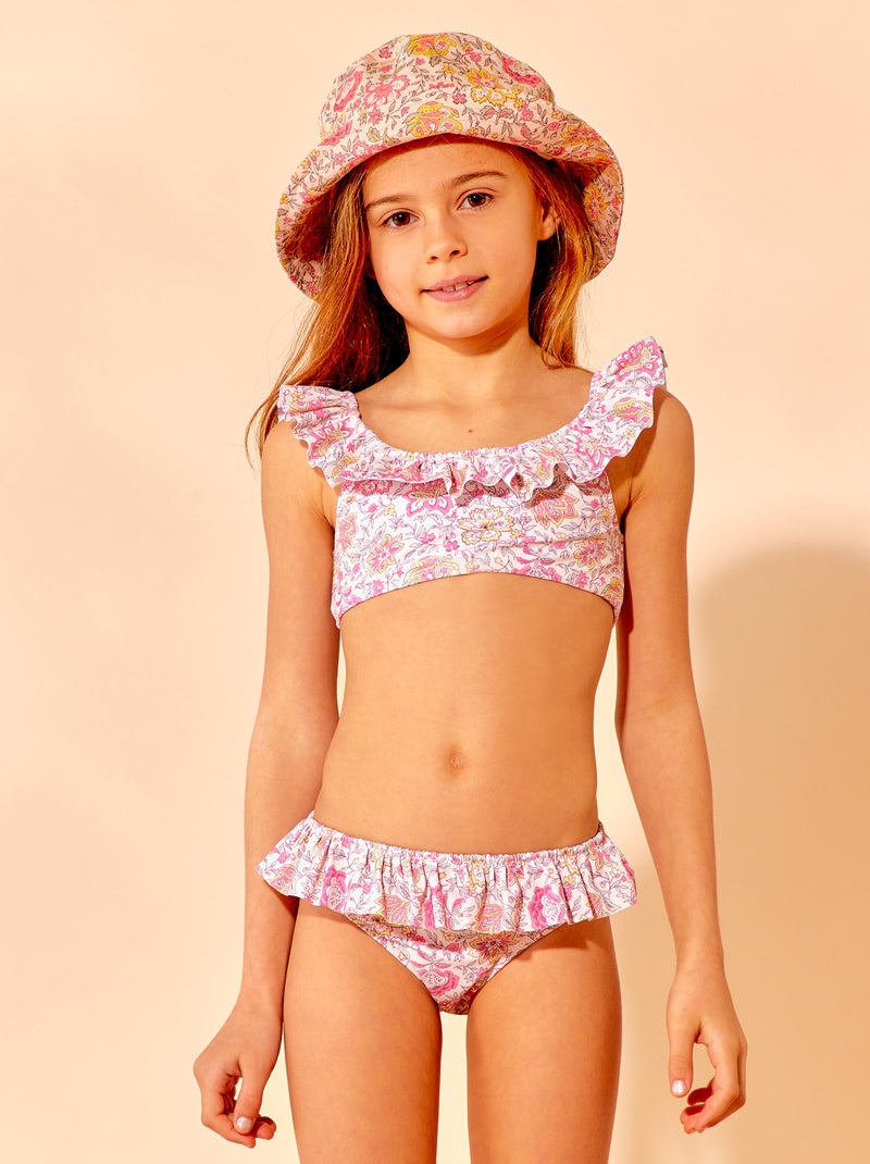 Maillot de bain à imprimé fleuri - 2 pièces Vieux rose - Kiabi