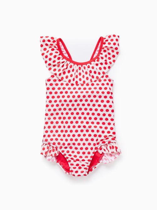 Maillot de Bain à Pois avec Volants - Kiabi