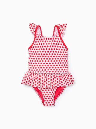 Maillot de Bain à Pois avec Volants