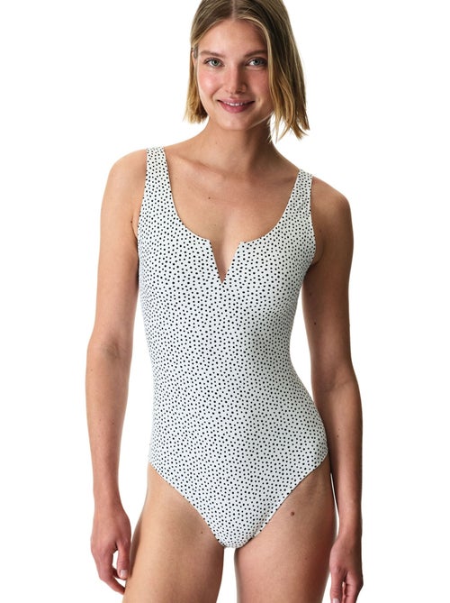 Maillot de bain à pois, décolleté v et armatures penti - Kiabi Maillot de bain à pois, décolleté v et armatures penti - Kiabi