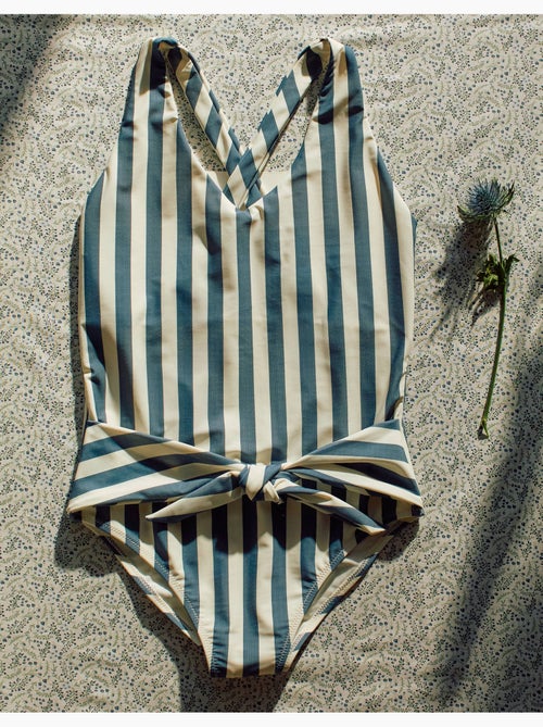 Maillot de bain à rayures avec ceinture You&Me - Kiabi