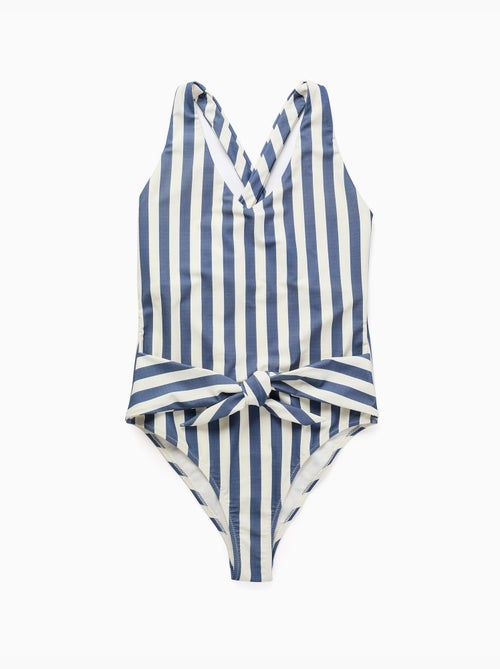 Maillot de bain à rayures avec ceinture You&Me - Kiabi