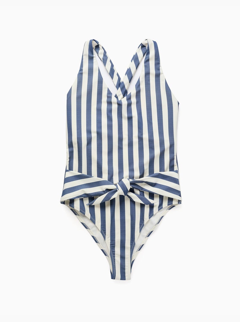 Maillot de bain à rayures avec ceinture You&Me Beige clair - Kiabi