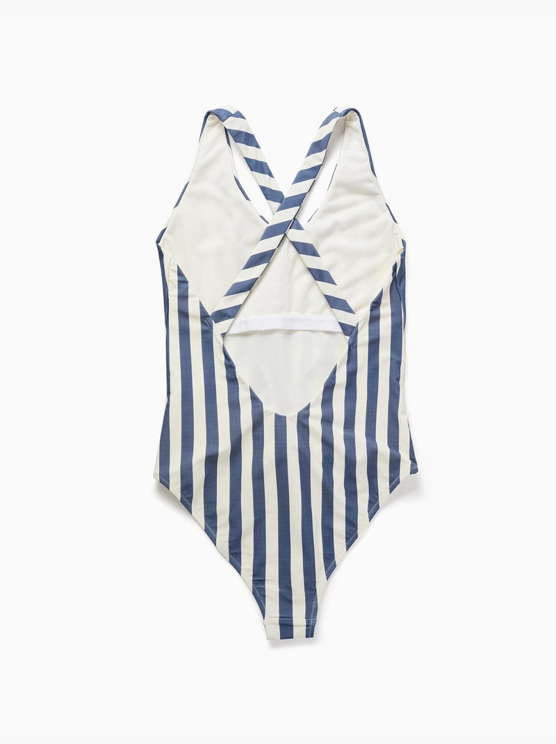 Maillot de bain à rayures avec ceinture You&Me Beige clair - Kiabi