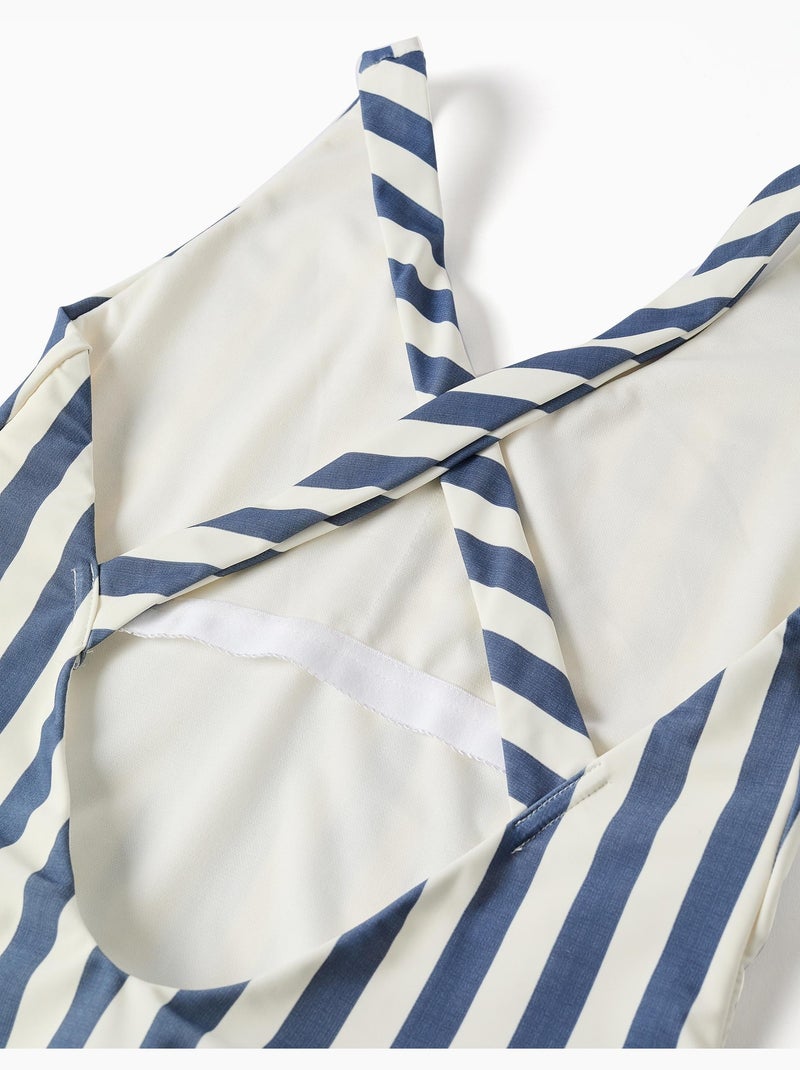 Maillot de bain à rayures avec ceinture You&Me Beige clair - Kiabi