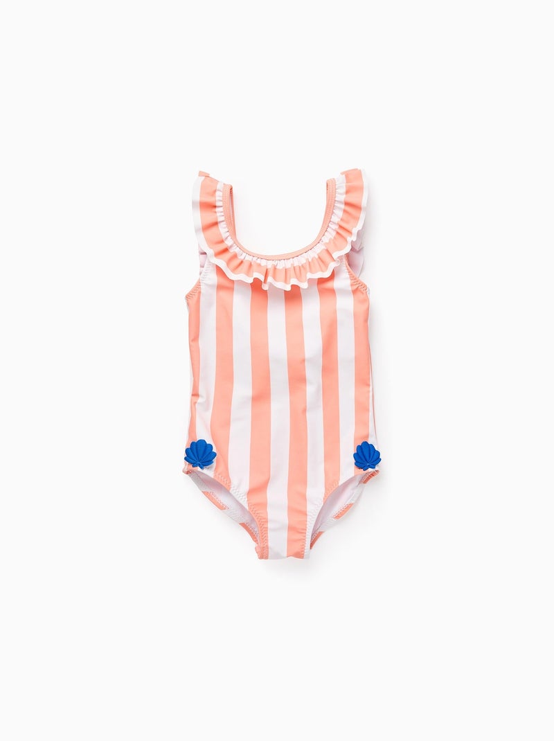 Maillot de bain à Rayures avec Coquillages 3D Orange - Kiabi