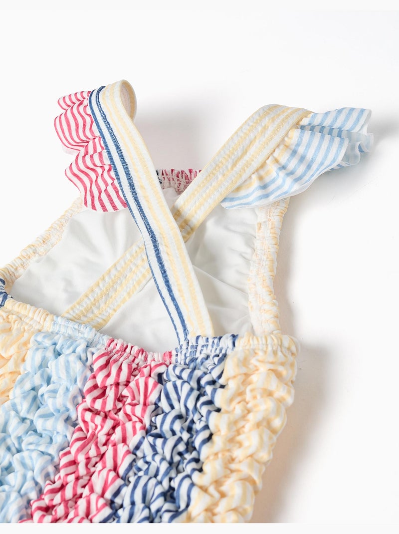 Maillot de bain à rayures avec volants You&Me Rouge - Kiabi