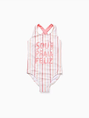 Maillot de bain à rayures et imprimé à l'avant