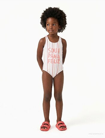 Maillot de bain à rayures et imprimé à l'avant