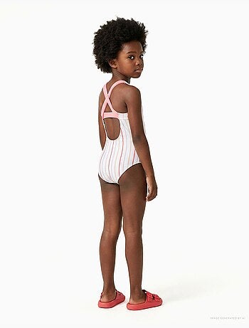 Maillot de bain à rayures et imprimé à l'avant
